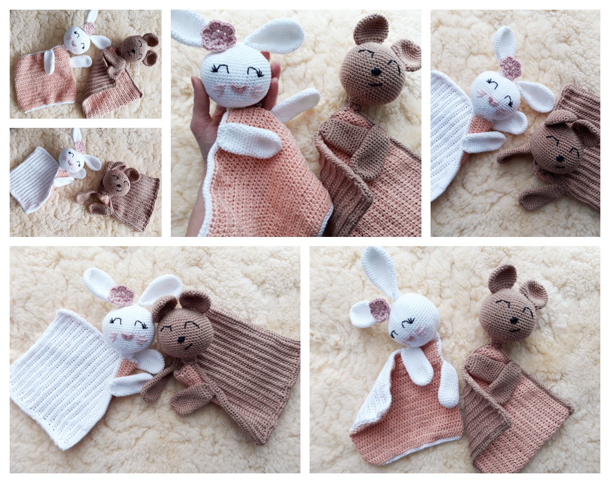 Blog-Inhaltsbild für 'Schmusetuch Häschen trifft Bärchen, kostenlose Häkelanleitung'